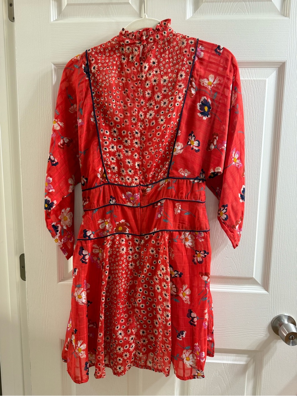 ASOS Red Floral Ruffle-Neck Mini Dress - Picture 2 of 5